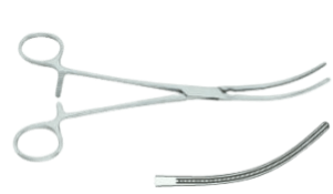 Затискач атравматичний, зiгнутий, ДеБейкi, 215 мм Surgimax 10-300-21